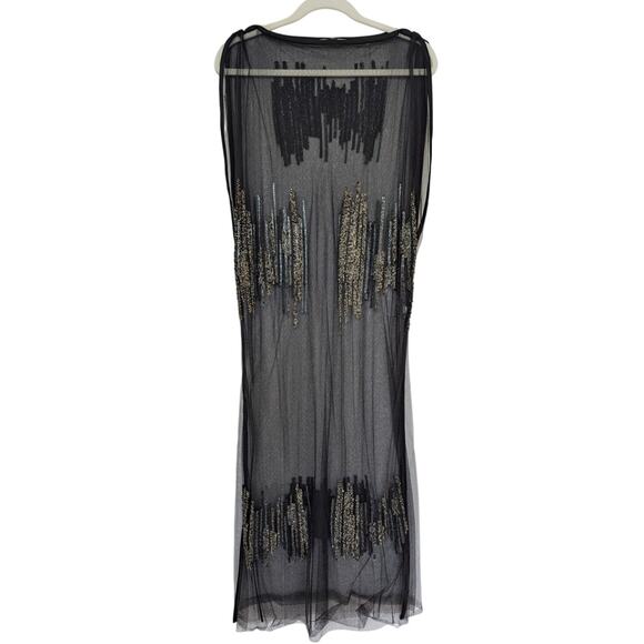 Maiyet Black Sheer Beaded Embellished Overlay Evening Dress - Size 36 (US 4) - Picture 2 of 11
